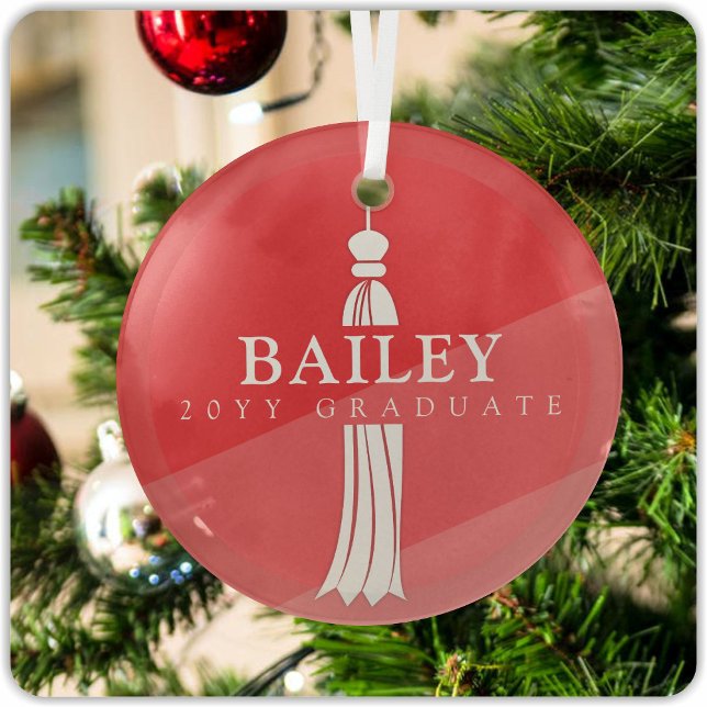 Tassel auf Red Ombre Graduate Abschluss Keepake Ornament Aus Glas (Von Creator hochgeladen)