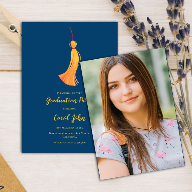 Tassel Foto 2025 Graduation Party Mini Einladung (Tassel Photo 2025 Graduation Party Mini Invitation)