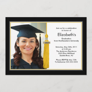 Tassel Foto Abschluss Einladung Black & Gold