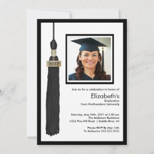 Tassel Foto Abschluss Einladung Black & White