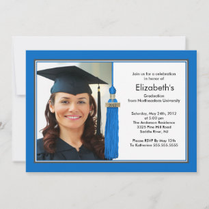 Tassel Foto Abschluss Einladung Blue & White