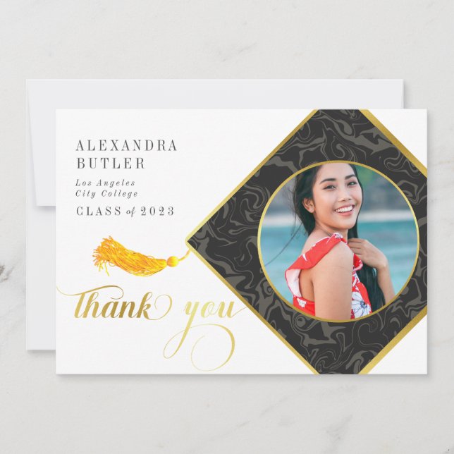 Tassel-Klasse von 2023 Abschluss-Script Vielen Dan Einladung (Vorderseite)