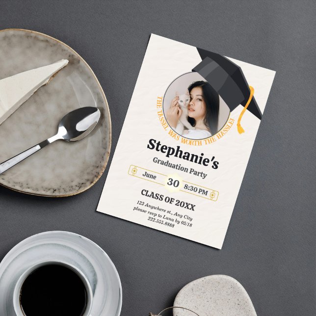 Tassel war die hassle FotoCollage wert Einladung (Tassel Was Worth the Hassle Photo Collage Invitation)