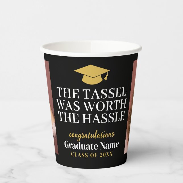 Tassel war Hassle Modern Abschluss 2 Foto Pappbecher (Links)