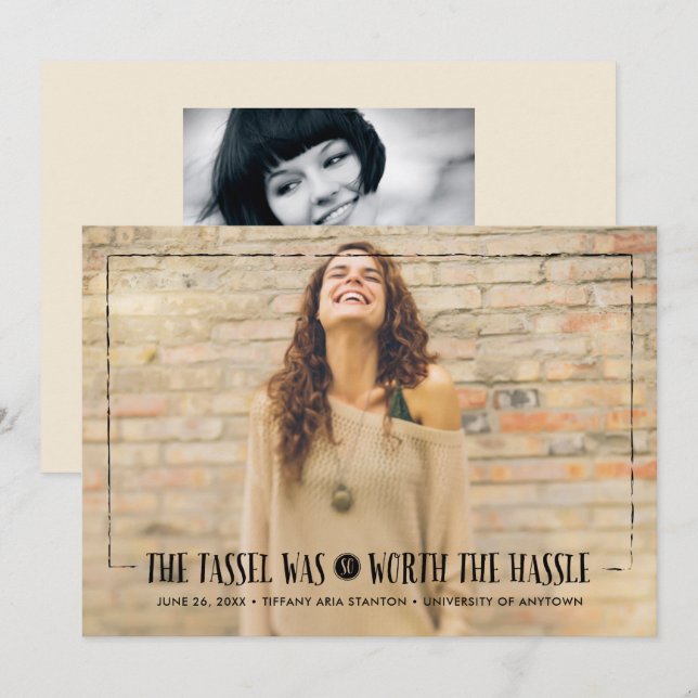 Tassel wert der Hassle Abschluss Einladung (Vorne/Hinten)