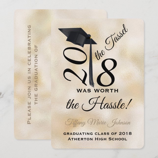 Tassel Worth the Hassle Abschluss 2018 Einladung (Vorne/Hinten)