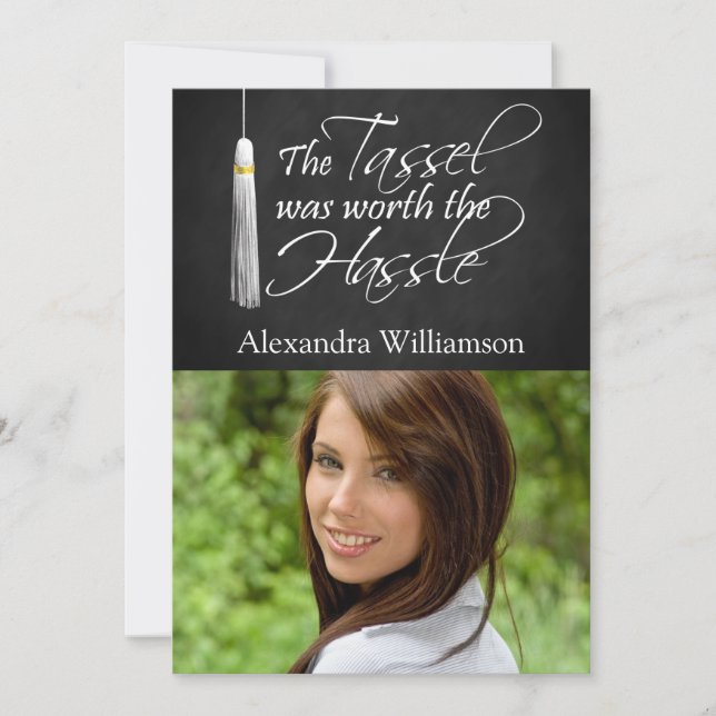 Tassel Worth The Hassle Foto Abschluss Einladung (Vorderseite)