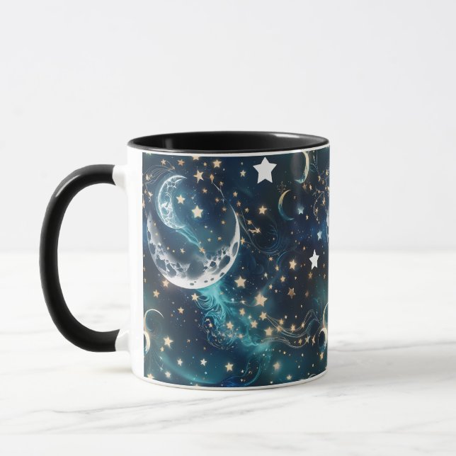 Tassen – Eisblaue himmlische Mondphase Luxus-Kaffe (Links)