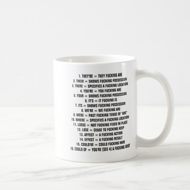 Tassen-Führer zur Grammatik Kaffeetasse (Rechts)
