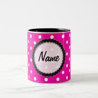 Tassen-heißes Rosa-und Schwarz-Polka-Punkt Zweifarbige Tasse
