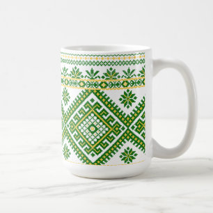 Tassen-klassischer grüner ukrainischer Querstich Tasse