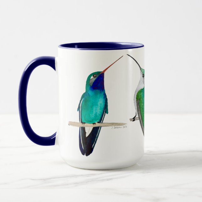 Tassen mit blauen Kolibris (Links)
