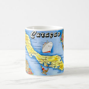 Tassen mit Postkartenmotiv - Inselkarte von Curaça