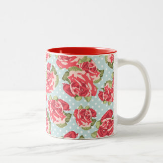 Tassen-Shabby Chic-Rosen-mit BlumenVintages Zweifarbige Tasse