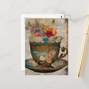 Tassencollage Mixed Media Fantasy Postkarte