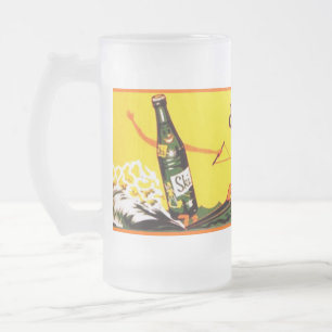 Tassenfünfziger jahre Retro Werbungs-Ski-Soda Mattglas Bierglas