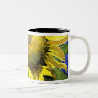 Tassewatercolor-Kunst der Sonnenblume-04 malende Zweifarbige Tasse