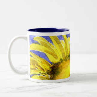 Tassewatercolor-Kunst der Sonnenblume-05 malende Zweifarbige Tasse