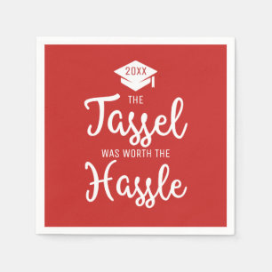 Tassle ist das Mühe-Abschluss-Kappen-Rot wert Serviette