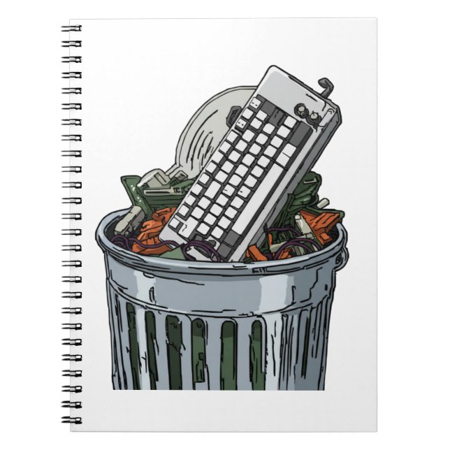 Tastatur auf Mülltonne Notizblock (Vorderseite)