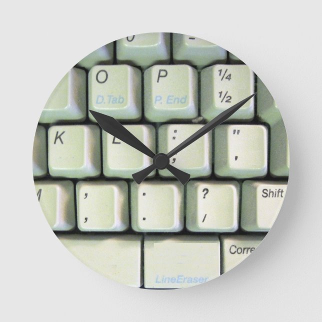 Tastatur für Schreibmaschine Runde Wanduhr (Vorderseite)