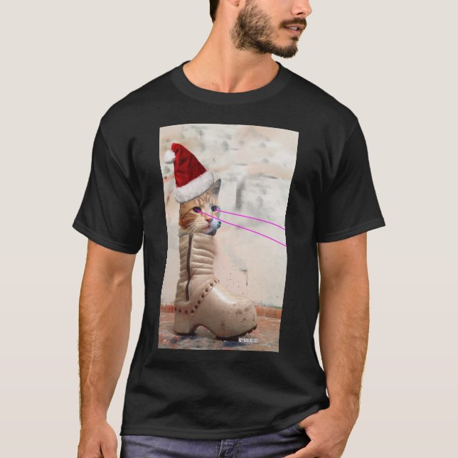 Tastatur-Katze WEIHNACHTSMANNMÜTZE im KRASSEN T-Shirt (Vorderseite)