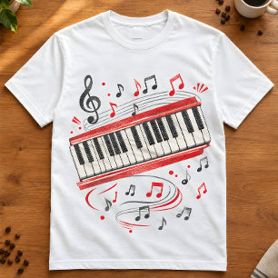 Tastatur Klavier Kunst "Tastatur Noten" Musiker T-Shirt