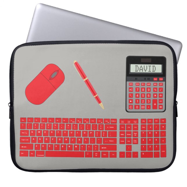 Tastatur, Maus, Rechner und Pen Laptopschutzhülle (Vorderseite)