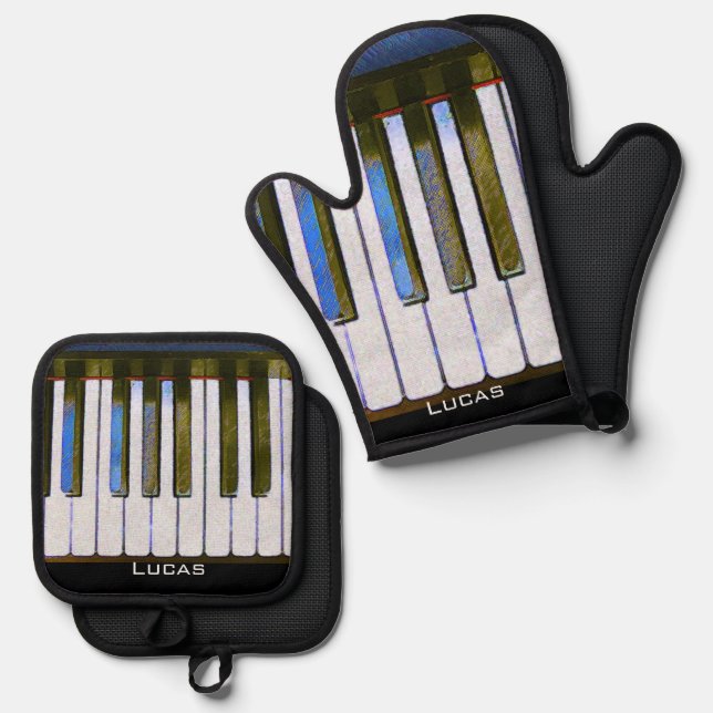 Tastatur Ofenhandschuh & Topflappen-Set (Vorderseite/Rückseite)