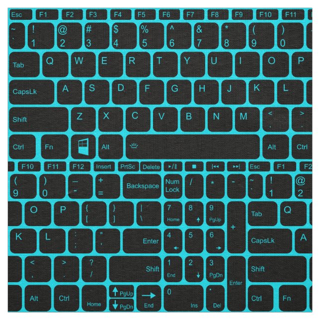 Tastatur, Rückseite blau Stoff (Muster)