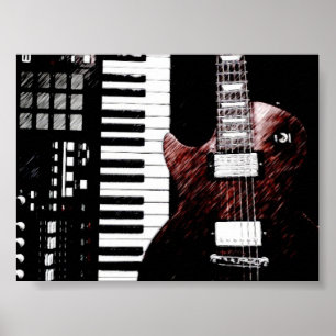 Tastatur-und Gitarren-Plakat Poster