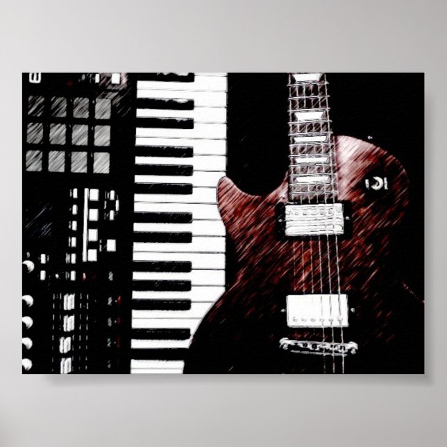 Tastatur und Gitarrenposter Poster (Vorne)