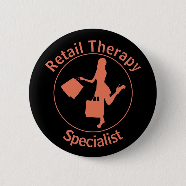 Taste "Chic Fun Orange "Retail Therapist" Button (Vorderseite)