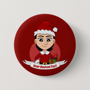 Taste für Weihnachtsmädchen-Cartoon Button