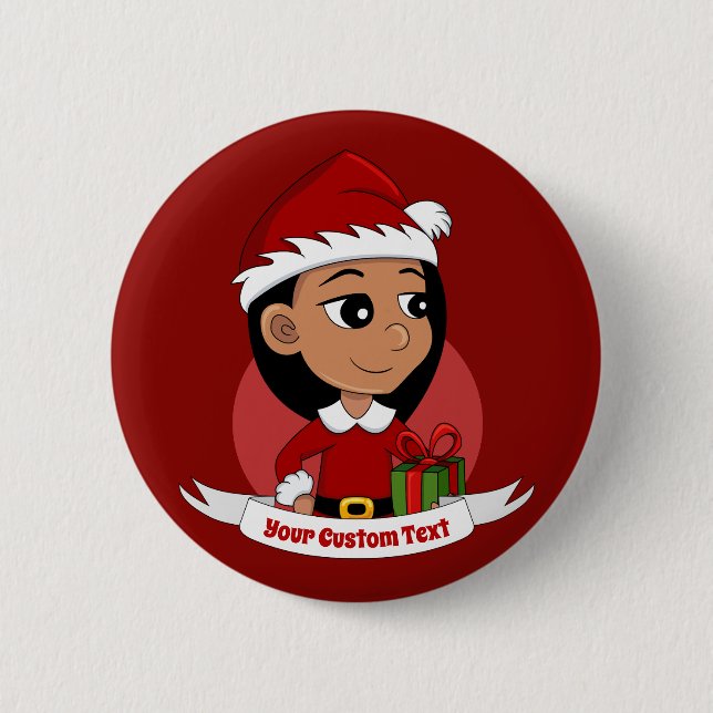 Taste für Weihnachtsmädchen-Cartoon Button (Vorderseite)