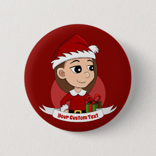 Taste für Weihnachtsmädchen-Cartoon Button