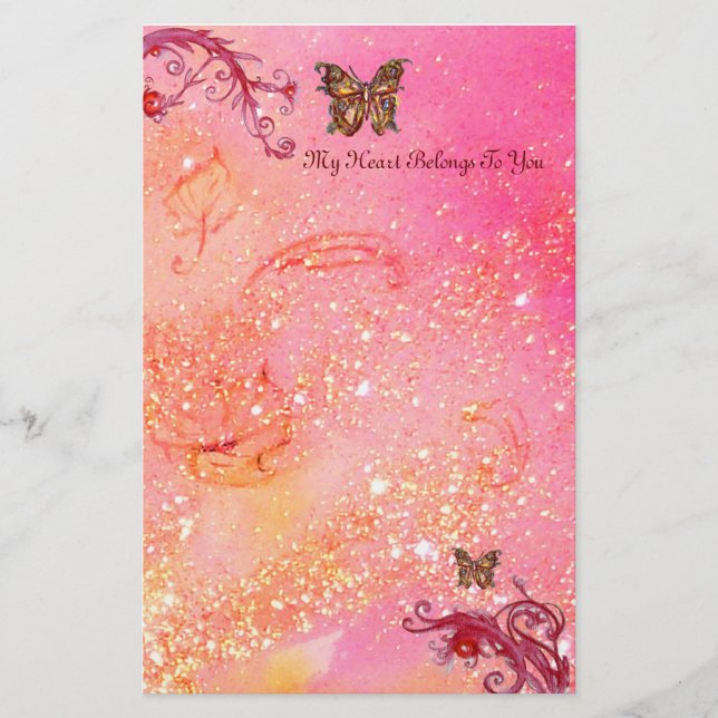 TASTE IN GLITZERN 2, rosa Briefpapier (Vorderseite)