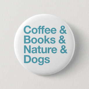 Taste "Kaffee & Bücher & Natur & Hunde" (blau) Button