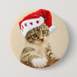 Taste "Kitty in Weihnachtsmannmütze" Button
