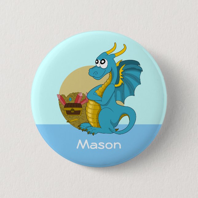 Taste mit Drachen-Cartoon Button (Vorderseite)
