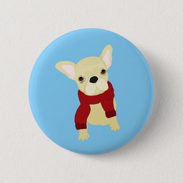 Taste mit niedlichem französischem Bulldog Puppy-D Button (Vorderseite)