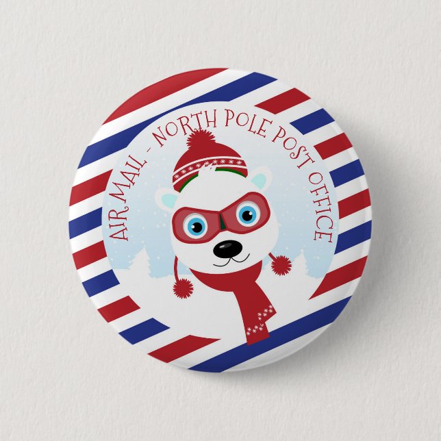 Taste "Polar Bear North Pole Post Office" Button (Vorderseite)