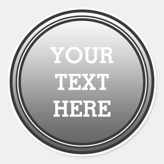 TASTE RUNDE grau & schwarz + Ihr Text Runder Aufkleber (Vorderseite)