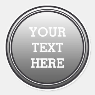 TASTE RUNDE grau & schwarz + Ihr Text Runder Aufkleber