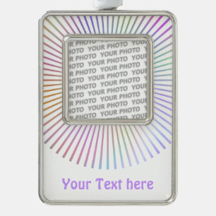 TASTE RUNDE RAYS farbig + Ihr Foto & Text Rahmen-Ornament Silber