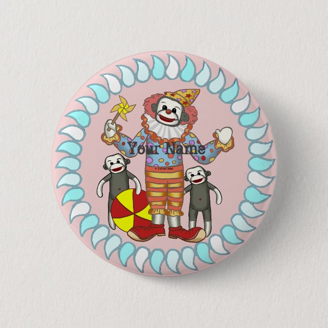 Taste Sock Monkey Clown Button (Vorderseite)