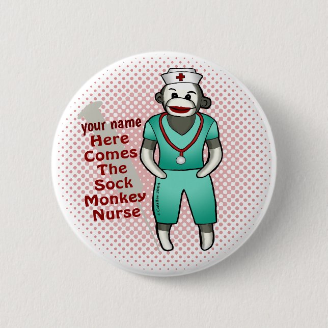 Taste Sock Monkey Nurse Button (Vorderseite)