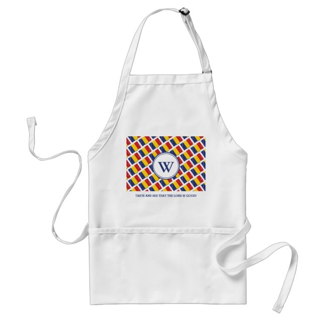TASTE UND SIEHE "Custom Monogram ROMANIA"-Flag Schürze (Vorne)