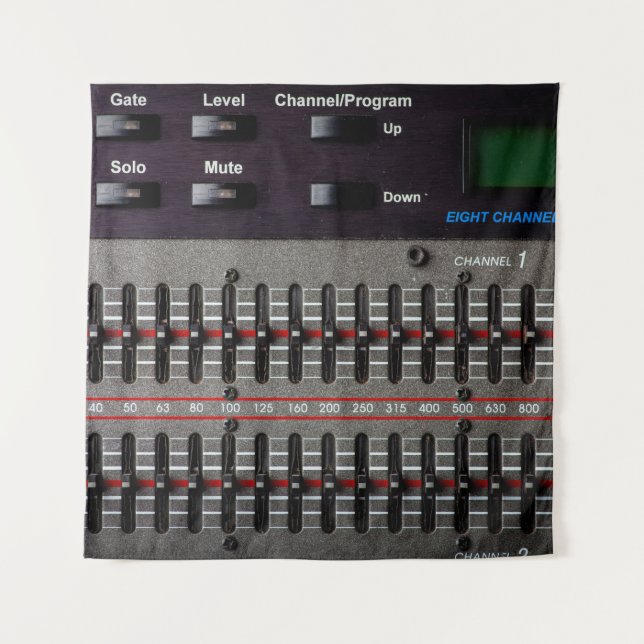 Tasten auf einem Tonmischer im Aufnahmestudio. Wandteppich (Vorderseite)