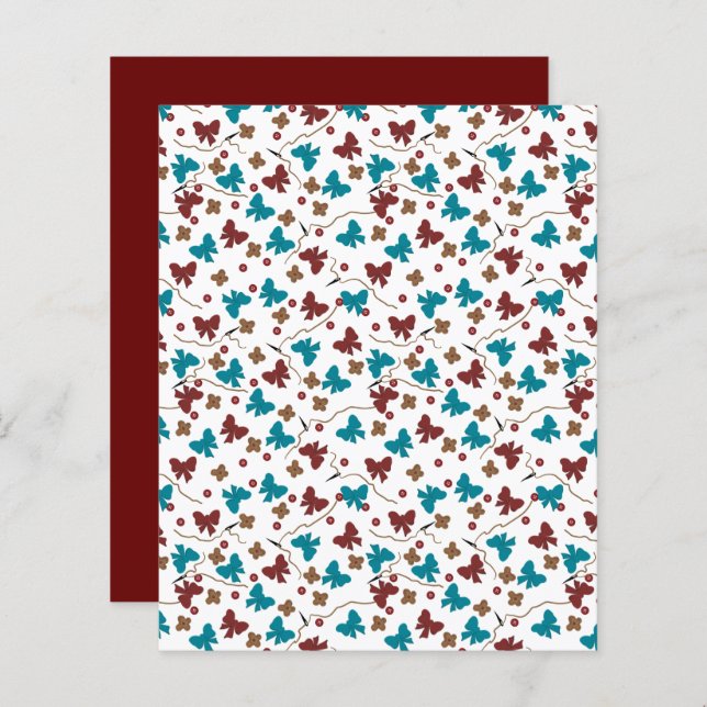 Tasten Bows Aquamarin Red Brown Scrapbook Paper (Vorne/Hinten)